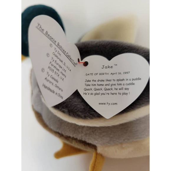 MWMT TY Beanie Babies Jake The Drake Mallard  # 409 RARE 1 OWNER - Picture 5 of 11